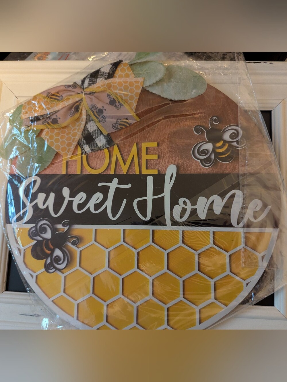 Home Sweet Home Honeycomb Wall Plaque - Yellow Accent
